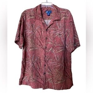 Caribbean Joe Men’s Silk Hawaiian Shirt Size XL Vacation Resort Washable‎ Red